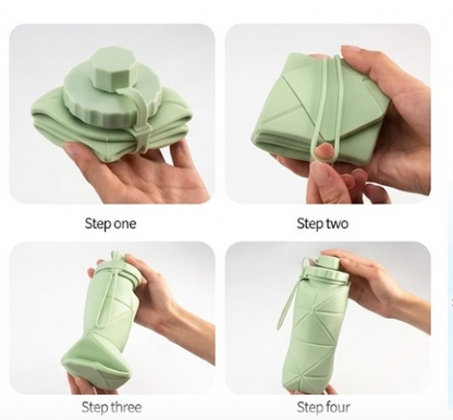 Silicone Water Bottle 600 ml | Foldable Leak Proof Travel Bottle | BPA Free Reusable Drinking Bottle for Gym, Trekking, Camping & Outdoor Use