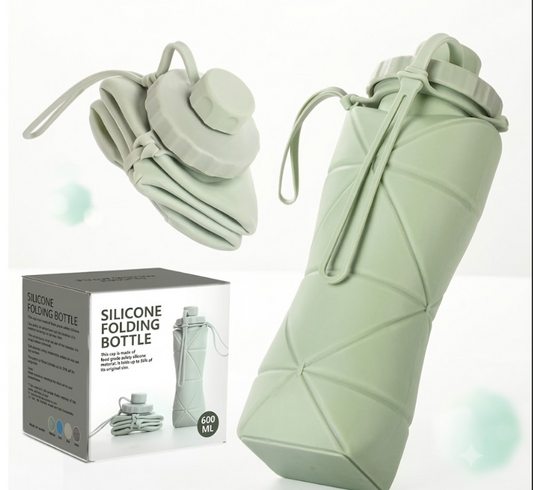Silicone Water Bottle 600 ml | Foldable Leak Proof Travel Bottle | BPA Free Reusable Drinking Bottle for Gym, Trekking, Camping & Outdoor Use